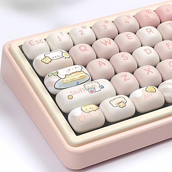 Amazon | PBT かわいいキーキャップ、ピンクMOGプロファイルキー