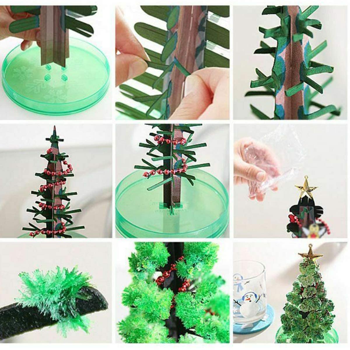 Confezione da 2 Albero di Natale in Crescita Magico, Albero di Carta Magico, Mini Decorazione per Albero di Natale in Crescita Fai-da-Te per Ragazzi e