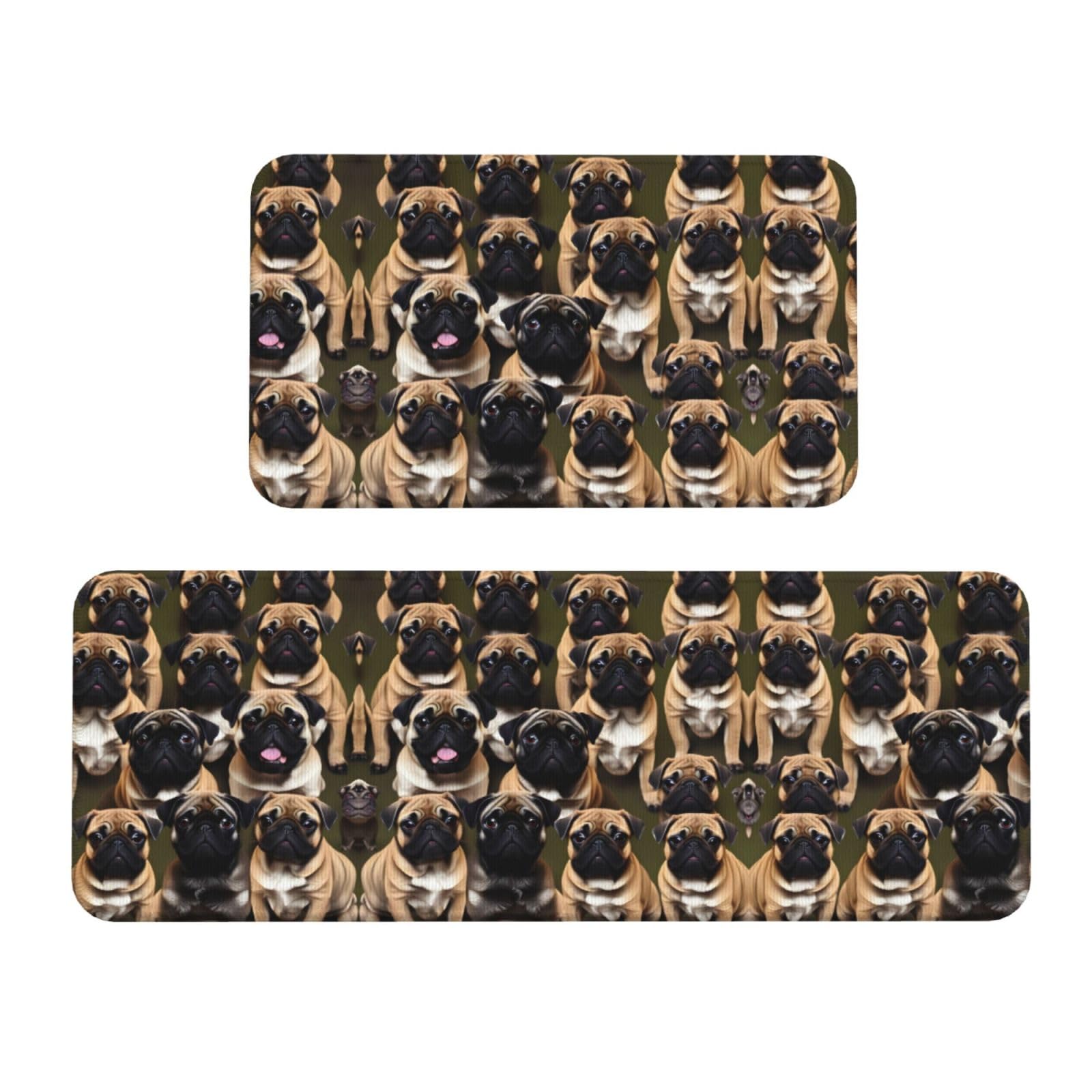 Tapis de cuisine confortables Imagen De Pug lot de 2 avec revêtement sûr