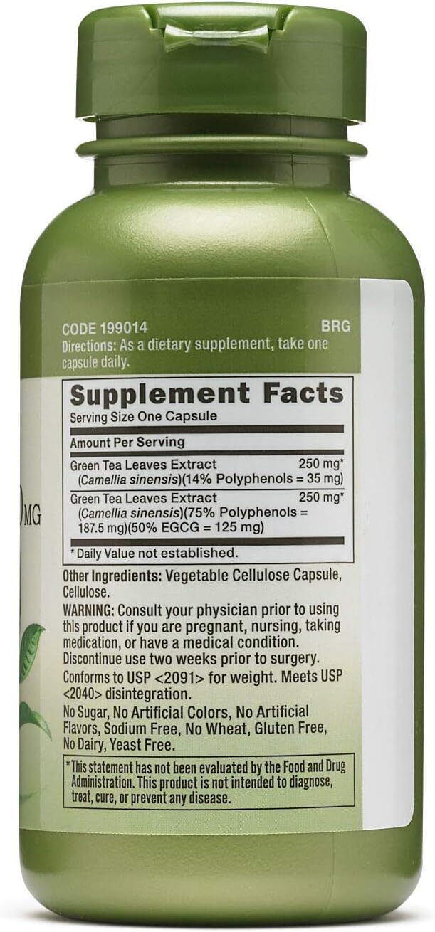 GNC Herbal Plus Green Tea Complex 500mg, 100 Capsules, Metabolism Support : Health & Household