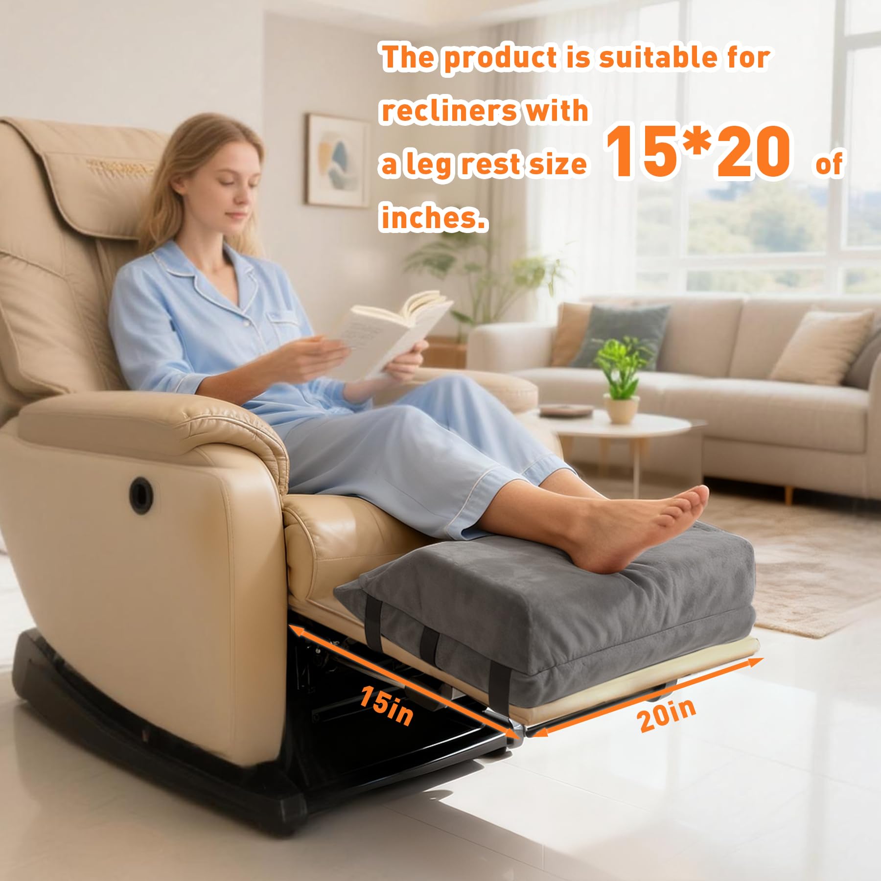 JZHLLA Cuscino per gambe reclinabile regolabile, cuscino a cuneo in schiuma per reclinabile, cuscino multiuso per sollevamento gambe con cinghia elastica per supporto lombare e divano letto