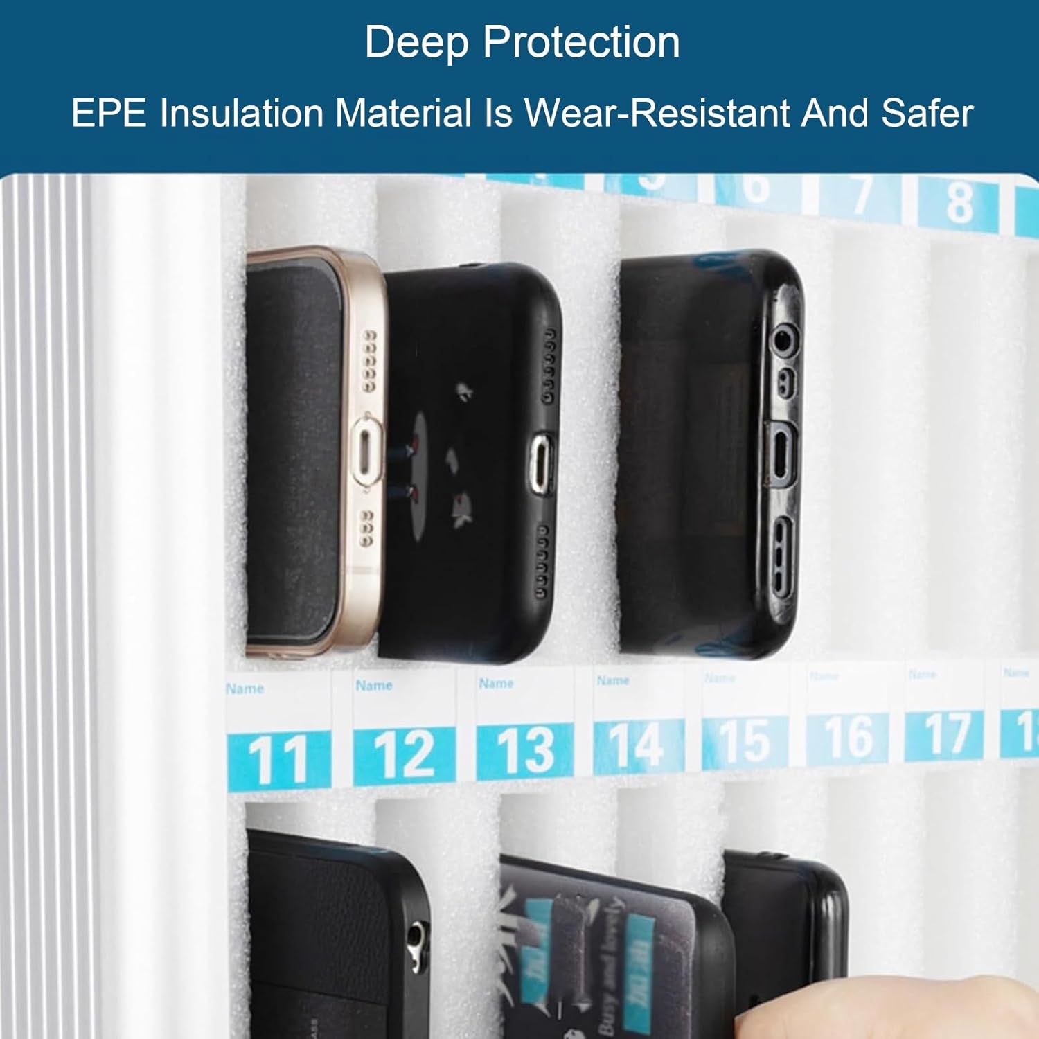 Portable Wall-Mounted Phone Storage, Office Phone Locker Classroom Phone Organizer Cabinet with Keys & Ventilation Holes(24slots)