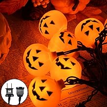 Halloween LED Pumpkin Lights - 8.5Ft Jack O Lantern Pumpkin String Lights with 10 LED Jack O Lantern Lights, for Indoor Outdoor Halloween Decorations for Home Party Yard Patio Tree, 0.48W
