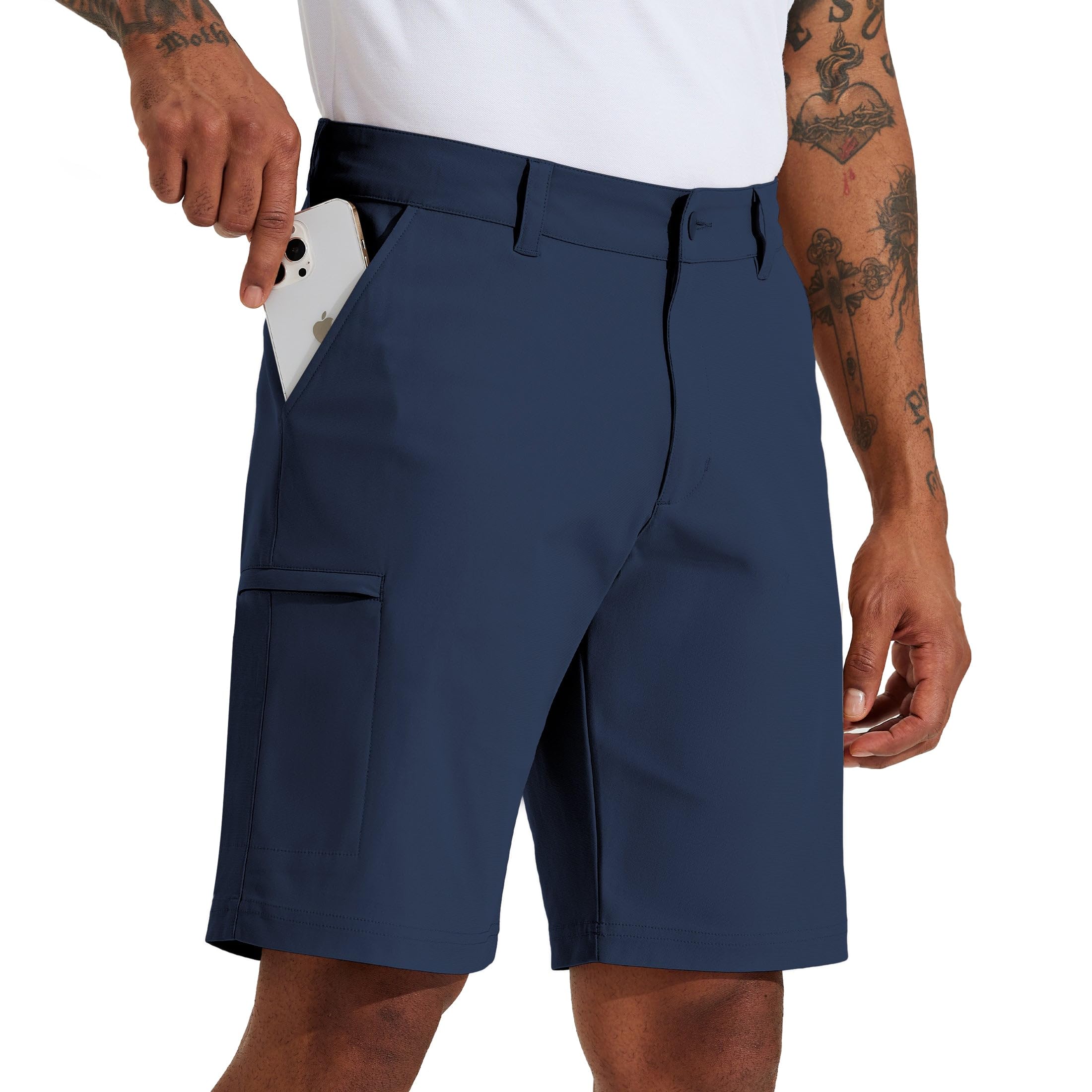 Willit Men's Golf Shorts 10" Stretch Quick Dry Hiking Cargo Shorts for Dress Casual Work with Pockets
