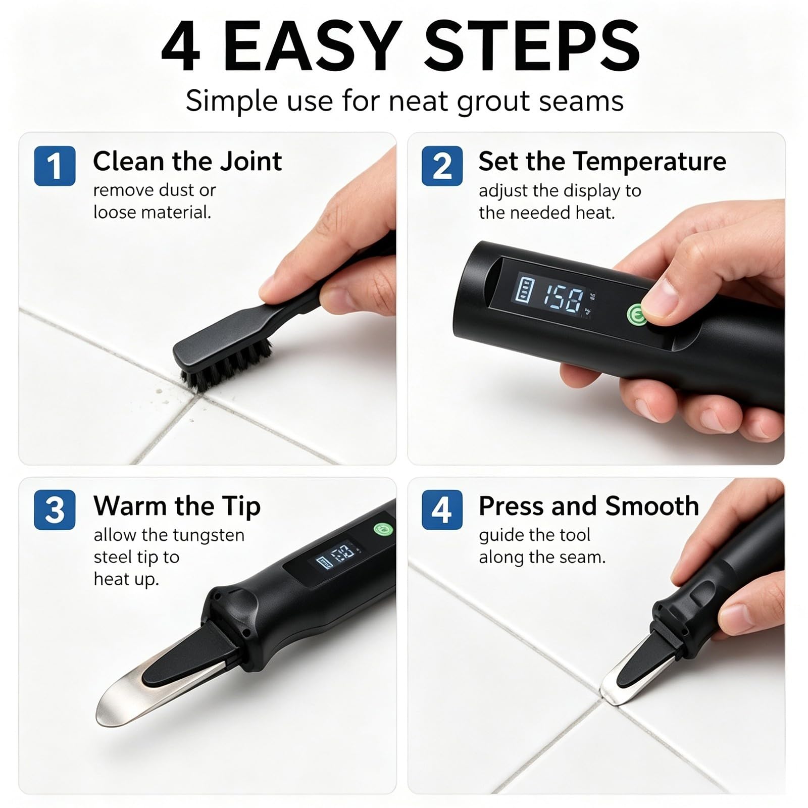 Outil de lissage de joints de carrelage chauffant