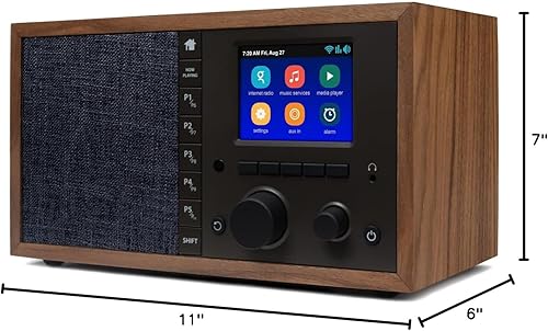 Miniatura 10 de Grace Digital Mondo Elite Classic Smart Internet Radio Bluetooth Wi-Fi Qi Cargador rápido inalámbrico Alarma de 7 días - Sin micrófono (nogal)