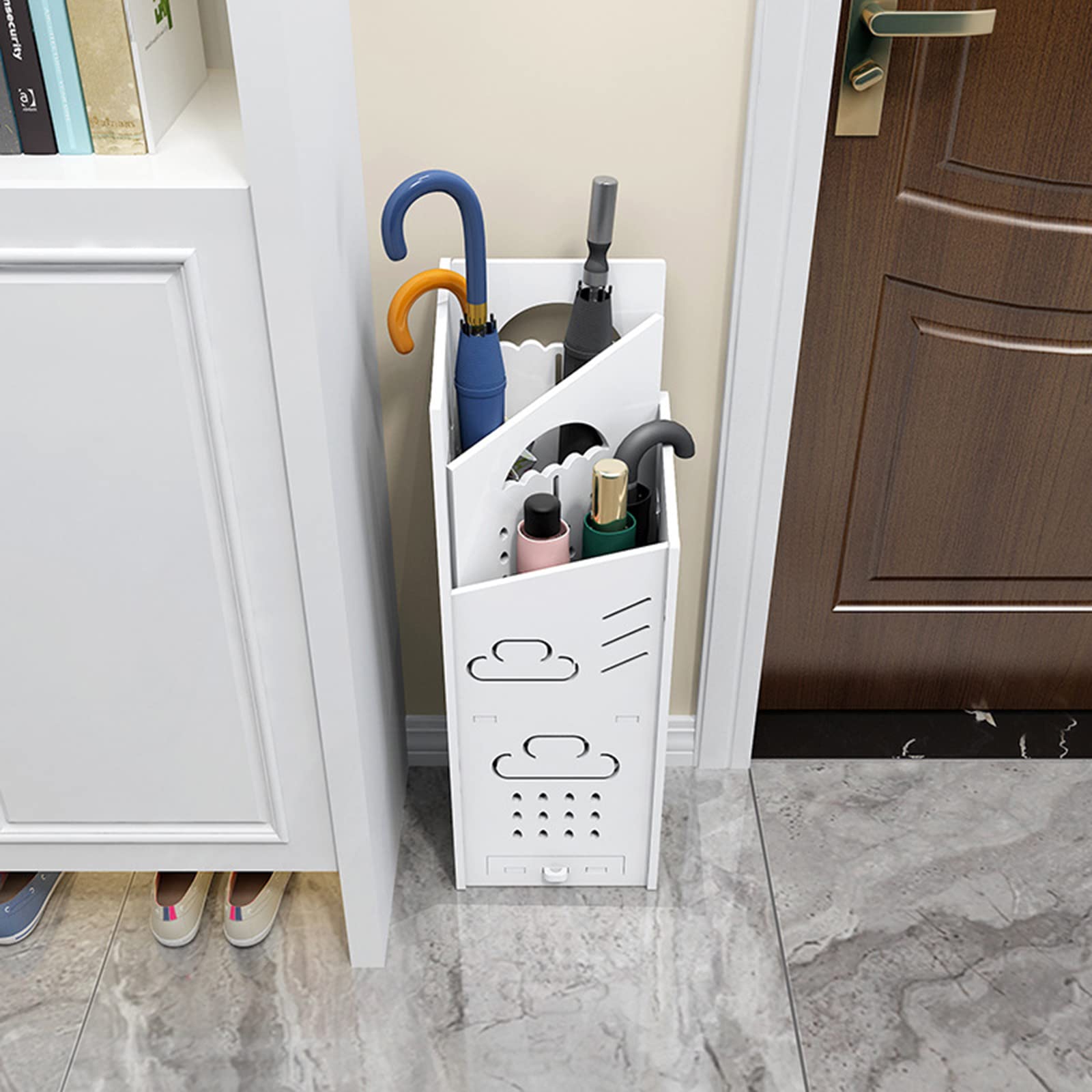 Portaombrelli in Impermeabile, Bianco Portaombrelli Design Moderno, Semplice Scaffale di Immagazzinaggio per Ombrelli, Porta Ombrelli da Ingresso per Interno, Ufficio, Casa