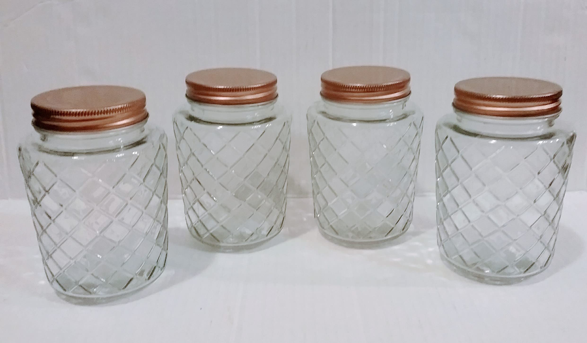 Amazon.com: JF-Lattice Pattern Glass Jars with Copper Metal