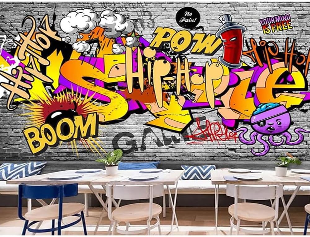 Custom Peel and Stick 3D Graffiti Wall Mural for Bedroom, Cafe, Bar - European Kids Wallpaper