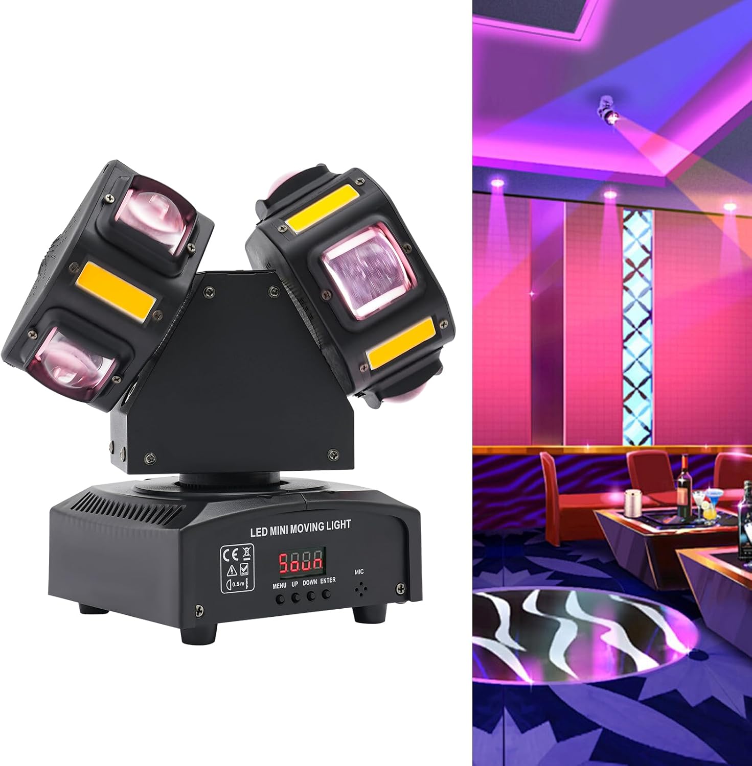 8-Head Moving Head DJ Lights, DMX 512 Strobe Lighting LED with Sound Activated RGBW Beam Light Rotation Stage Lighting Equipment for Stage Lighting Disco (8-Head Rotating Stage Light Beam)