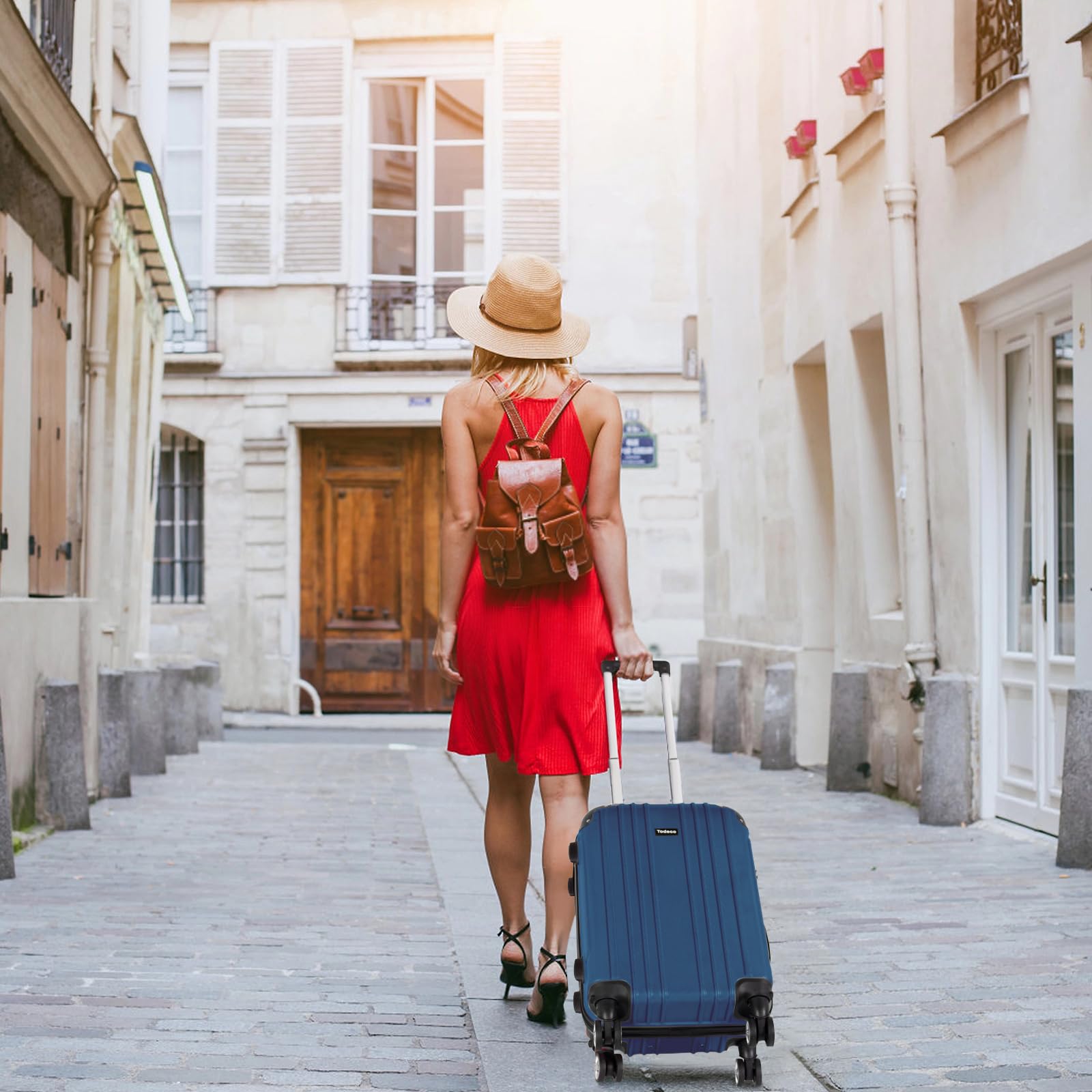 Todeco Valise de Voyage, Rigide e Légère ABS Valise de Voyage à roulettes Valises