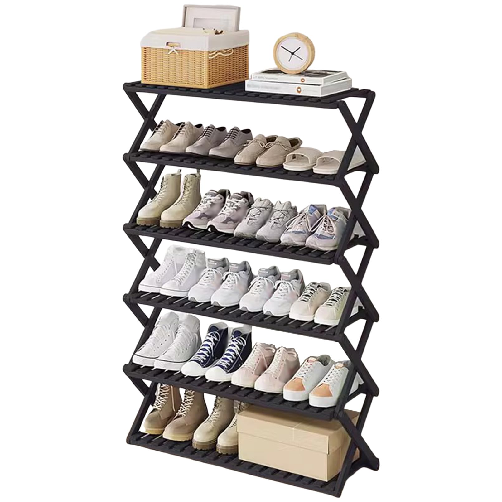 Meuble à chaussures autoportante en bois de bambou aux finitions soignées pour placard