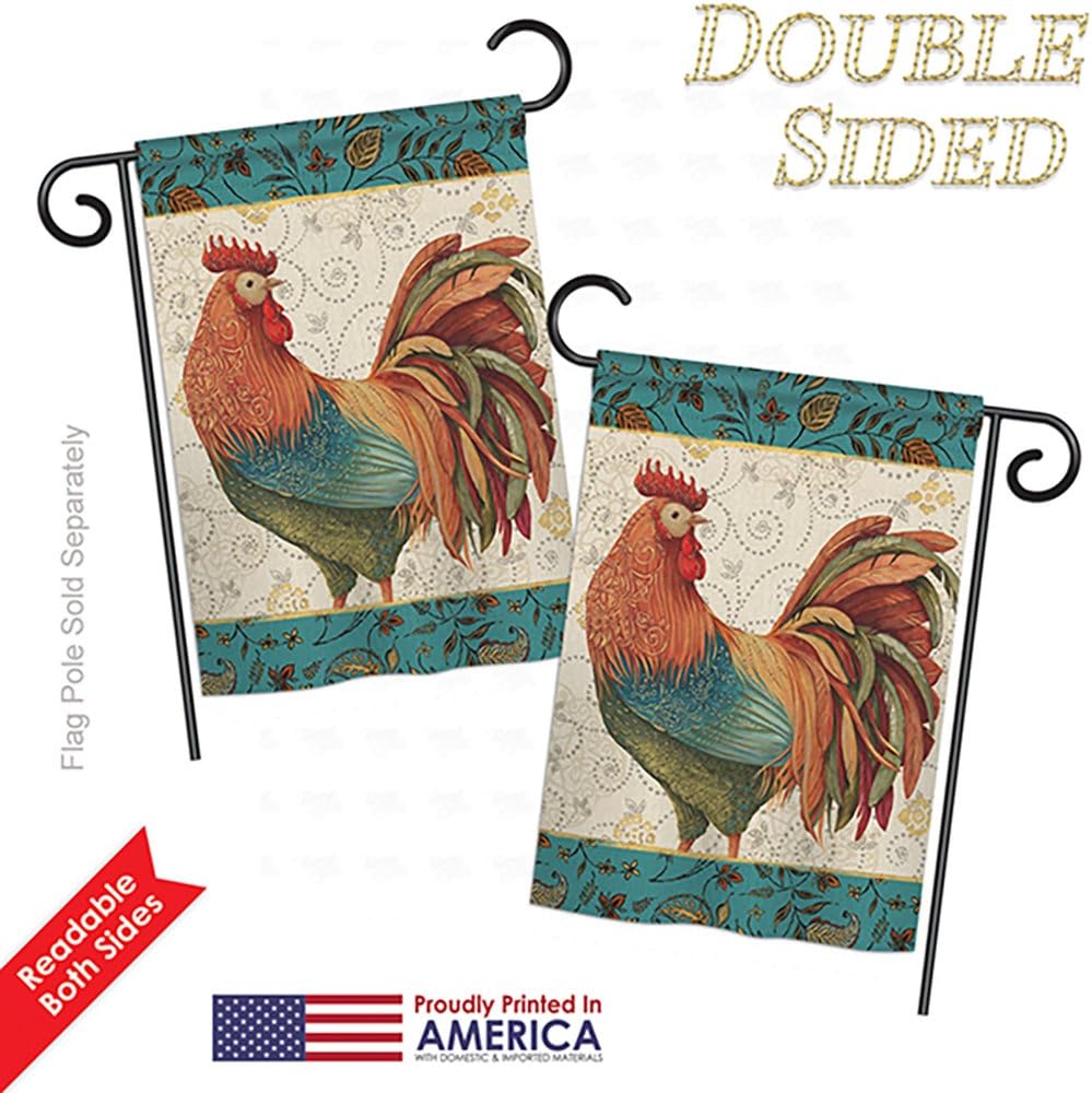Rooster Spice Garden House Flags Set Animals Barnyard Animal Cow Horse Farmhouse Pet Nature Farm Creature Small Decorative Gift Yard Banner Double-Sided Made In USA 28 X 40