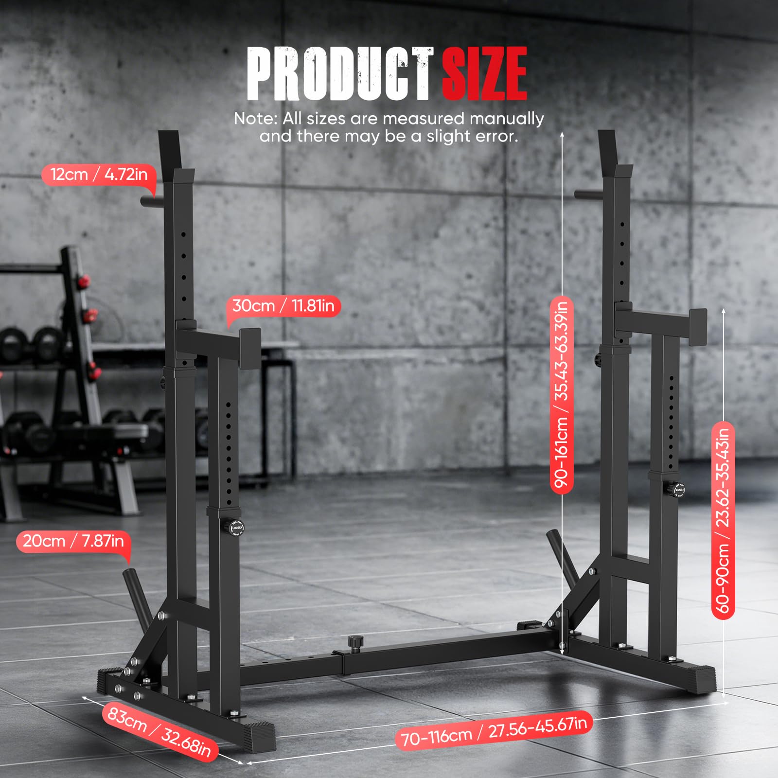 Squat Rack Hantelständer, Multi-Funktionales Langhantelständer, Höhenverstellbare Doppelte Langhantelablage mit Push up, Trainingsgerät für zu Hause, Multifunktionsbank. bis 400 KG