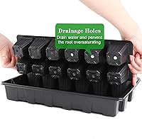 Vista 6 de Paquete de 4 bandejas de germinación de 24 celdas con cúpula de humedad y base, kit de cultivo de plantas, incluye pellets de turba, etiquetas