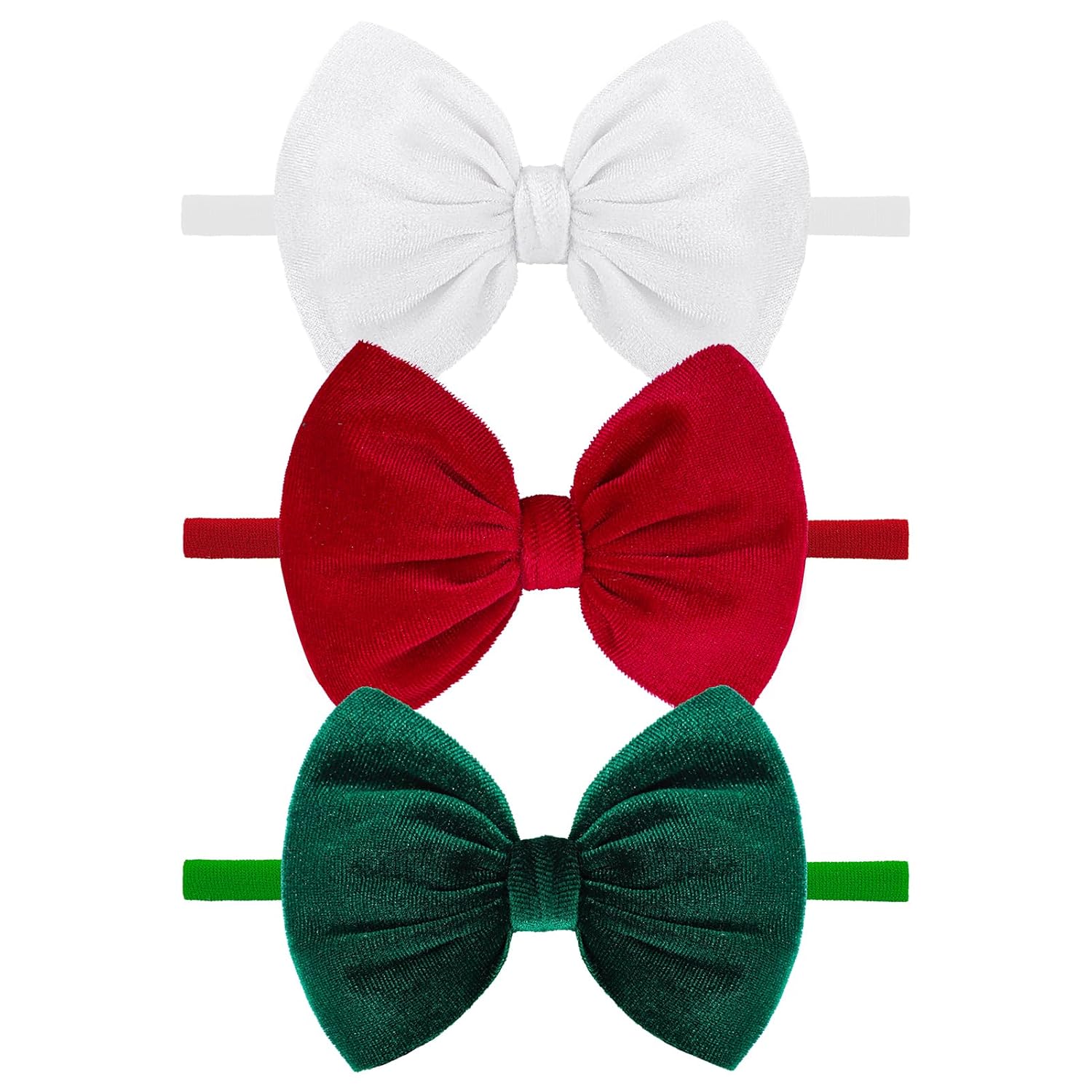 YanJie Hairband – Handmade Stretchy Nylon Hairbands with 3 Green-velvet Bows, Ideal for Baby Infants Toddlers Child, Unisex-B, 1 Count (Pack of 3) YanJie Hairband – Handmade Stretchy Nylon Hairbands with 3 Green-velvet Bows, Ideal for Baby Infants Toddlers Child, Unisex-B, 1 Count (Pack of 3)