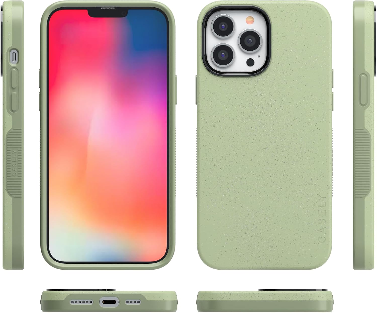 Casely iPhone 13 Pro Max Case | Kiwi Kiss | Matcha Green Shimmer | Bold Protective Design | Compatible with MagSafe