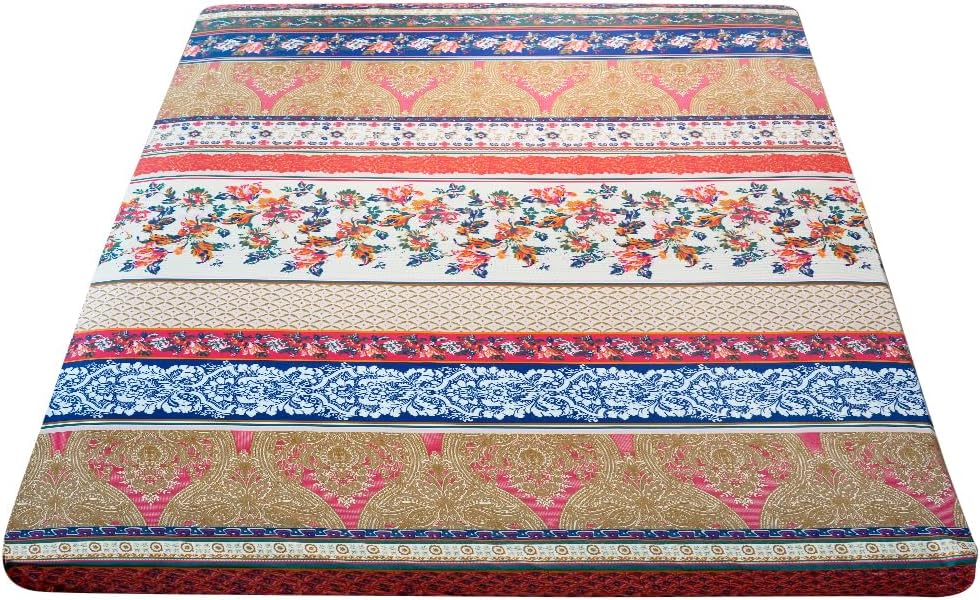 MAXYOYO Mattress Cover for Traditional Japanese Futon Mattress, Futon Floor Mattress Cover with Zipper, Super Soft and Machine Washable, Bohemian D, Full