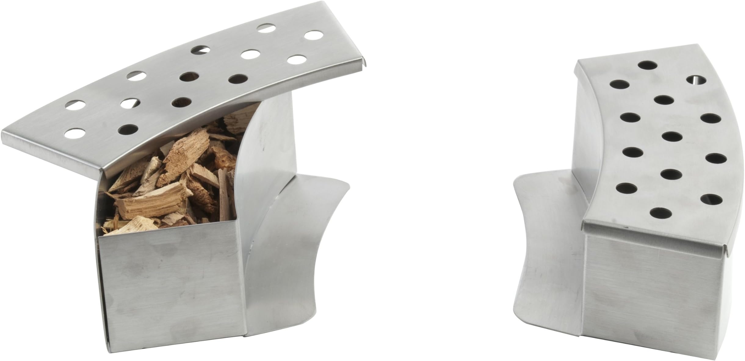 Pizzacraft PC0411 Stainless Steel Curved Smoker Box Set, 2-Piece