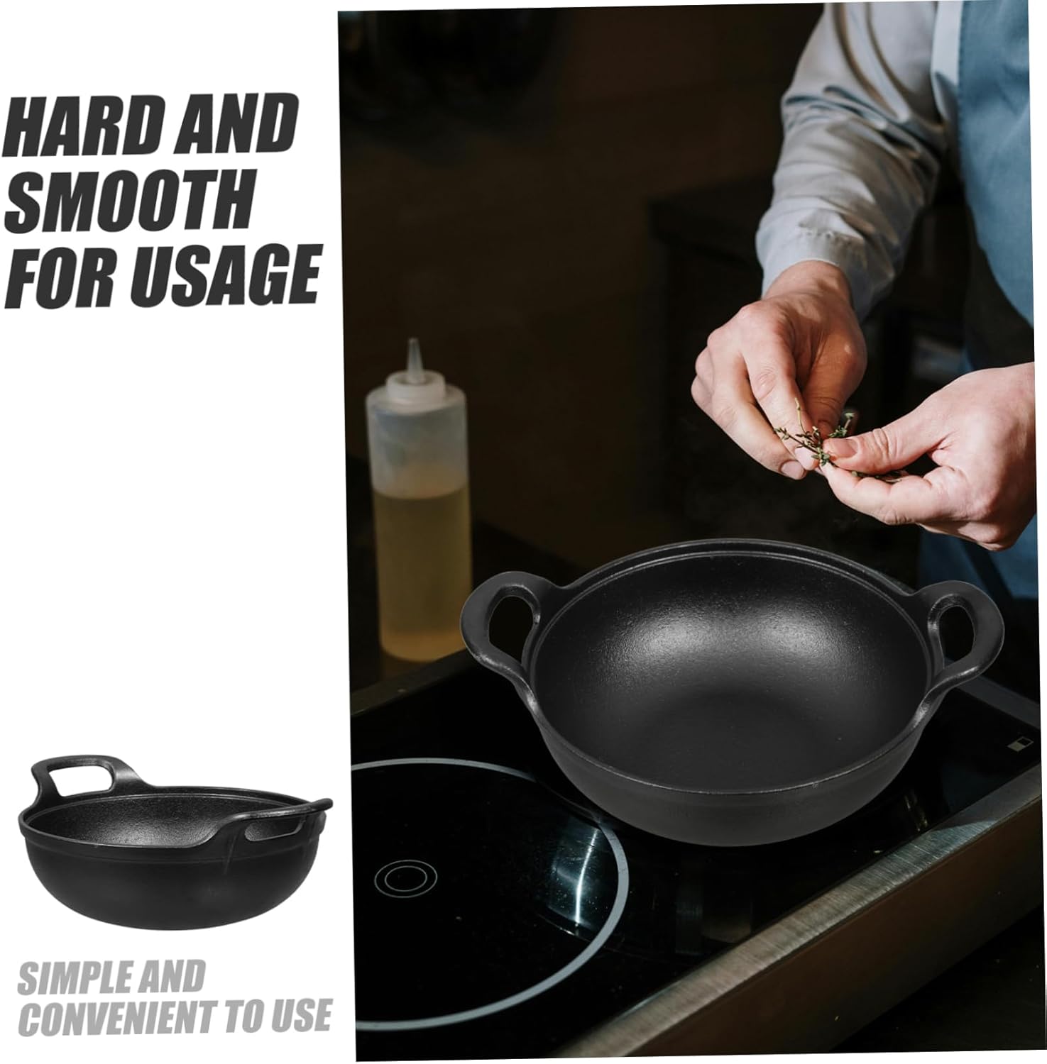 Cast Iron Saucepan Non-stick Coating Style Pot Stew Pot Outdoor Cooking for Camping