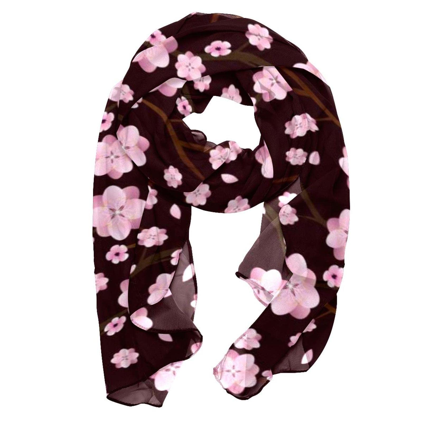 Head Scarf Fashion Chiffon Hair Scarf Scarves for Women Cherry Blossom Pattern