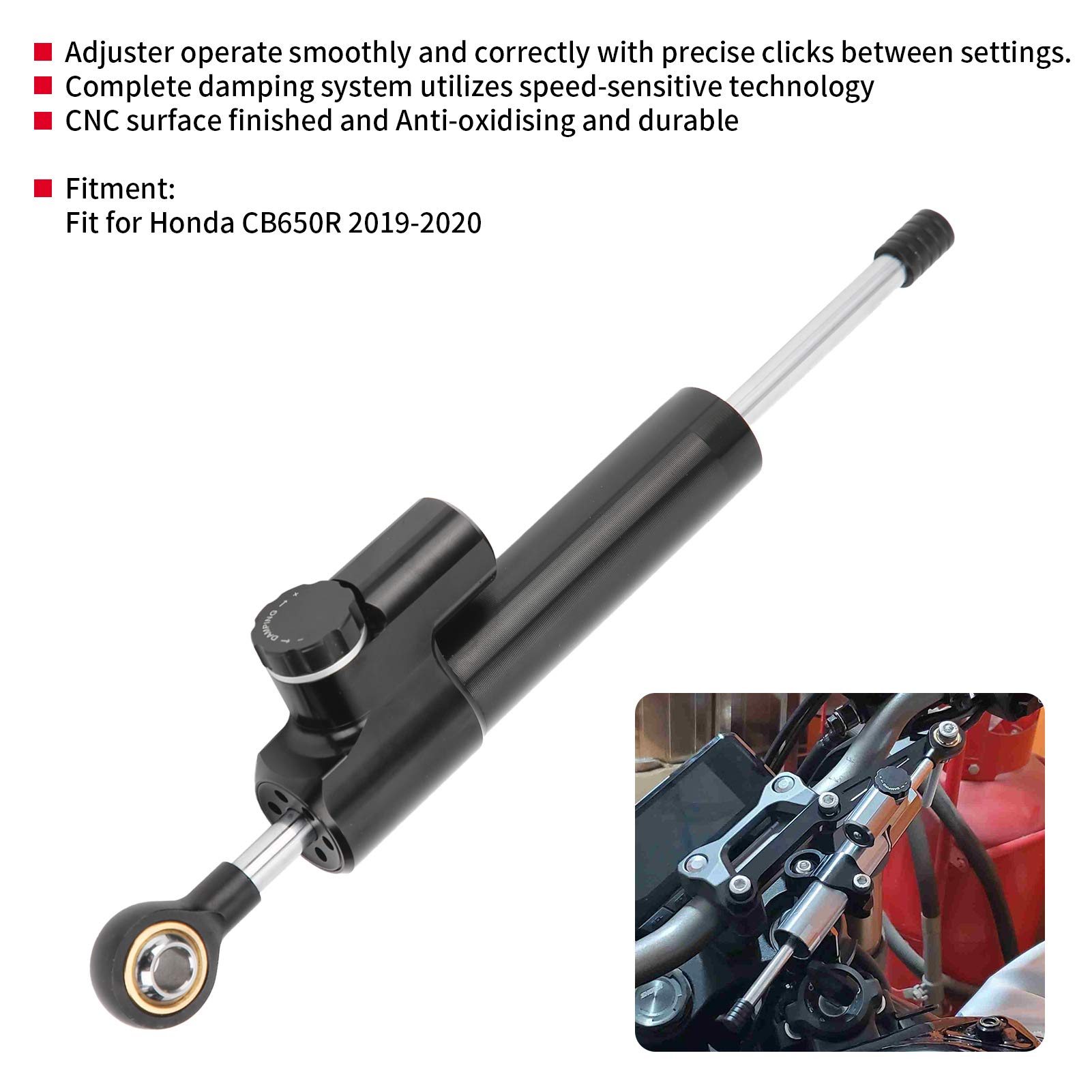 Motocyklowy amortyzator układu kierowniczego, amortyzator układu kierowniczego stabilizator układu kierowniczego 6063 kęsów aluminiowy stabilizator motocykla do motocykla dla Honda CB650R