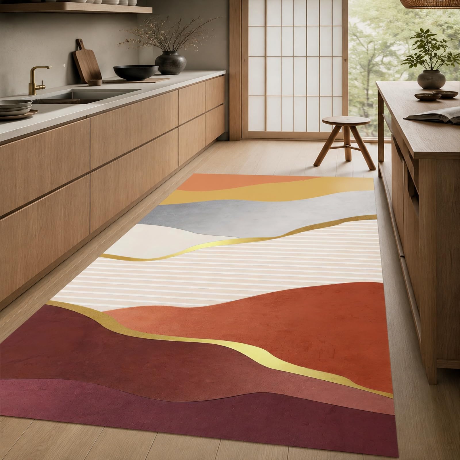 Tappeti di zona, 110 x 180 cm, Moderno Arancione Giallo Grigio Bianco Giallo Beige Rosso, Tappeto Moderno Pelo Corto Cucina Antiscivolo Lavabile Corridoio Entrata Bagno,