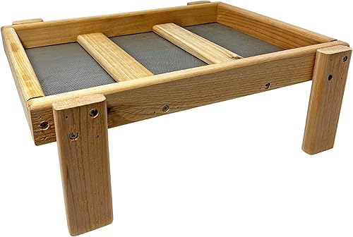 Bandeja de madera de cedro para pájaros con suelo de malla reforzada, comedero de madera para pájaros, comedero al aire libre para pájaros,