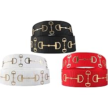 Dielianyi 15 ياردة 7/8 "Gold Foil Snafle Bits Horse Equestrian Show Bow Grosgrain Ribbon Equestrian Theme Ribbon Set for Horse Bow Ties 5 Yards كل أحمر أبيض أسود