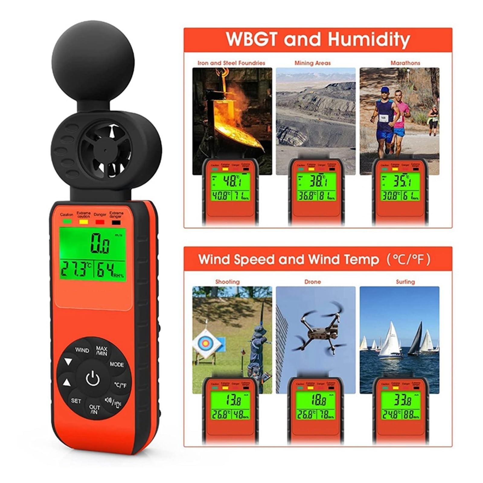 Anemómetro Digital Portátil De Mano Medidor Velocidad Del Viento Mide La Temperatura Humedad Mediciones Precisas Versátiles