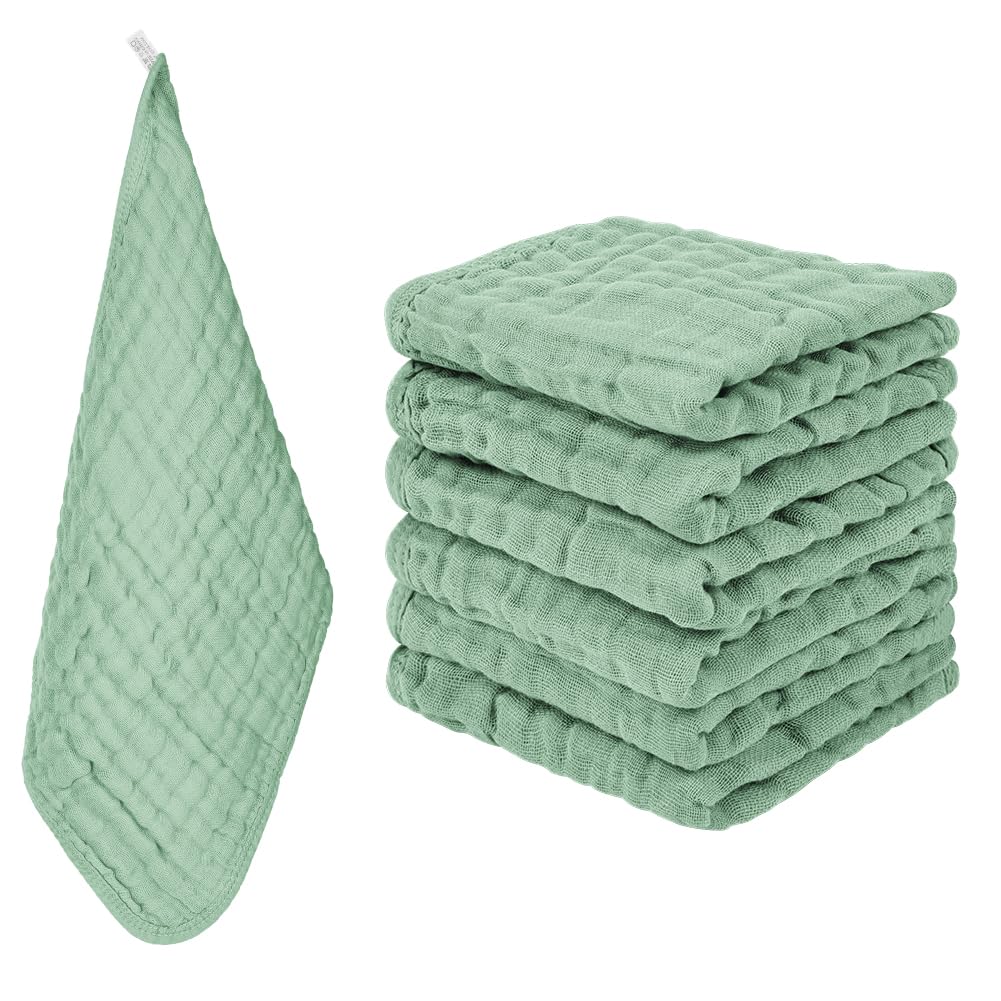 AYESY Muslin Squares Cloth for Baby 6pack 25cm x 50cm Muslin Burp Cloths 100% Cotton 6 Layers Extra Soft and Absorbent Baby Burp Cloth Set for Newborn Boys Girls