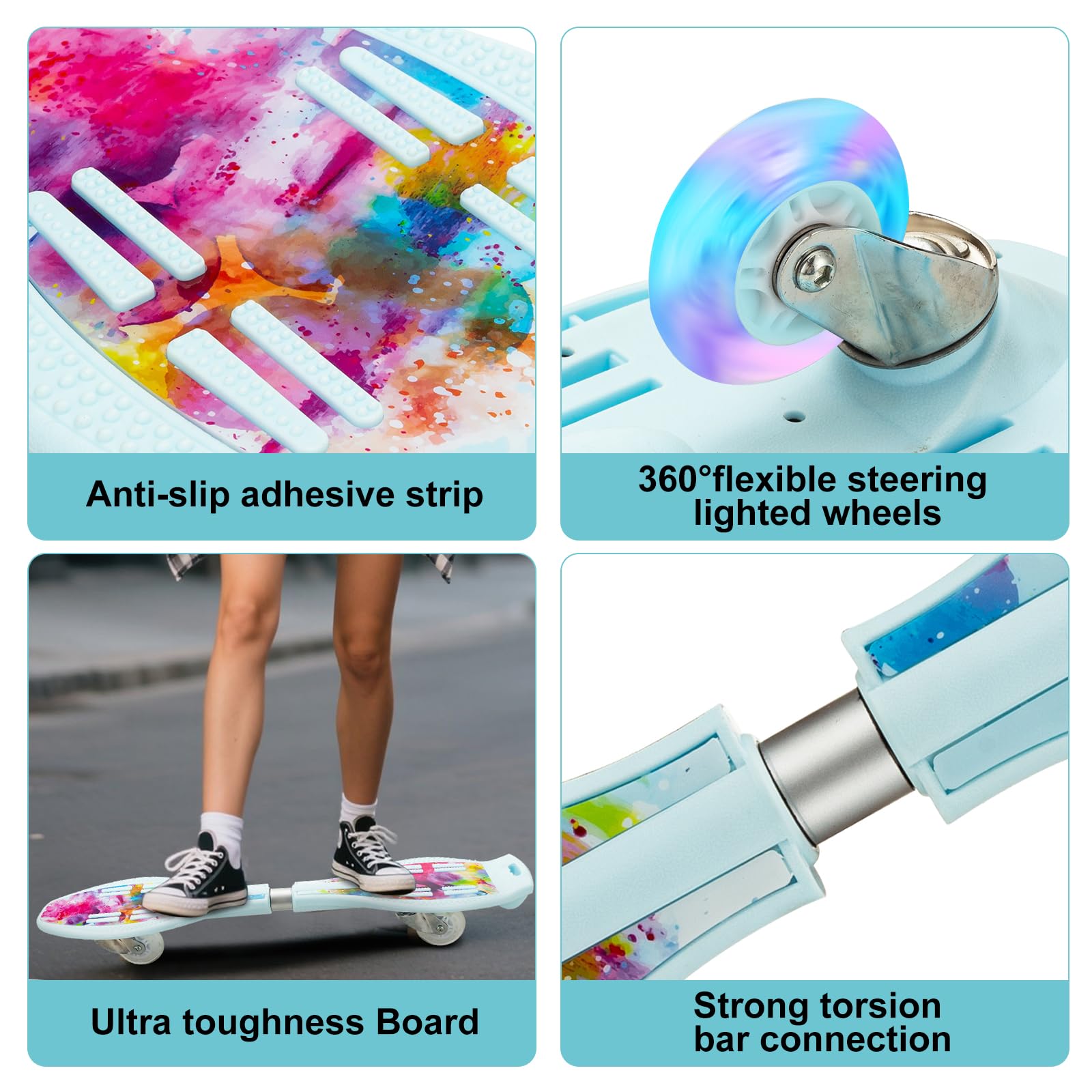 Patineta giratoria duradera con 2 ruedas iluminadas, patineta giratoria de 360 grados, divertido tablero giratorio para adolescentes y adultos 6