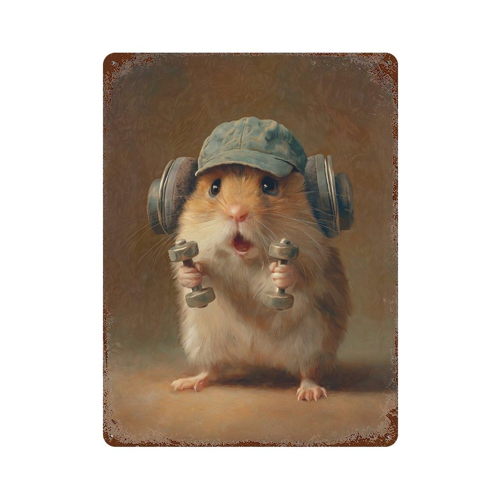 Hamster Workout Buddy-1 Retro Metal Sign 15.7"x11.8", Decorative Metal Wall Art for Basement, Hobby Room And Garage Decor