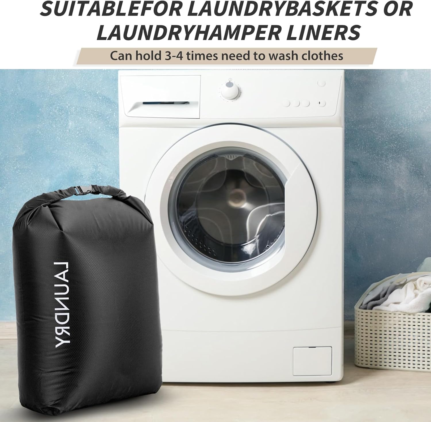 Travel Laundry Bag, Vacuum Compression Dirty Clothes Travel Bag Waterproof Wet Dry Bags Large Capacity Space Saver Bags Reusable Camp Clothes Organizer for Sports College Dorm Laundromat (1 Pcs )Black - Image 6