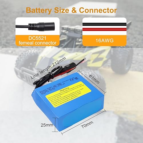 Miniatura 3 de Batería recargable de iones de litio de 12 V 1500 mAh, paquete de baterías de repuesto de cable de cables desnudos con cargador de 12 V para