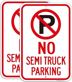 (2 Pack) No Semi Truck Parking Sign, Large 18 x 12 Inches Semi Truck No Parking Aluminum Sign, UV Protected, Weather Resistant, Reflective, Waterproof, Durable Ink, Easy To Mount