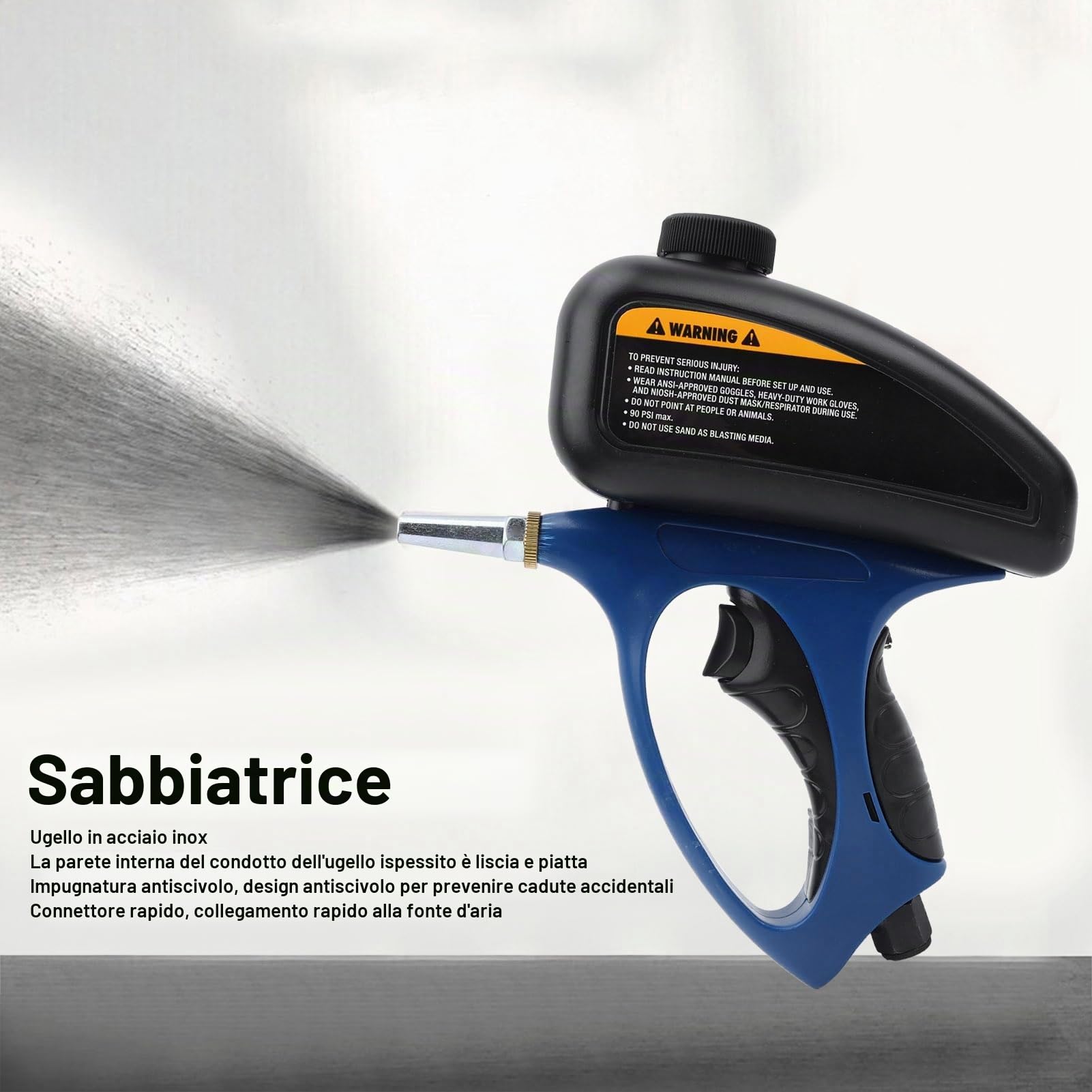Pistola Sabbiatrice Portatile, Pistola Sabbiatrice per Compressore D'aria, Rimuovi Vernice e Sporco Dalle Superfici, Ugello in Acciaio Sostituibile, Pistola Sabbia per Metallo,