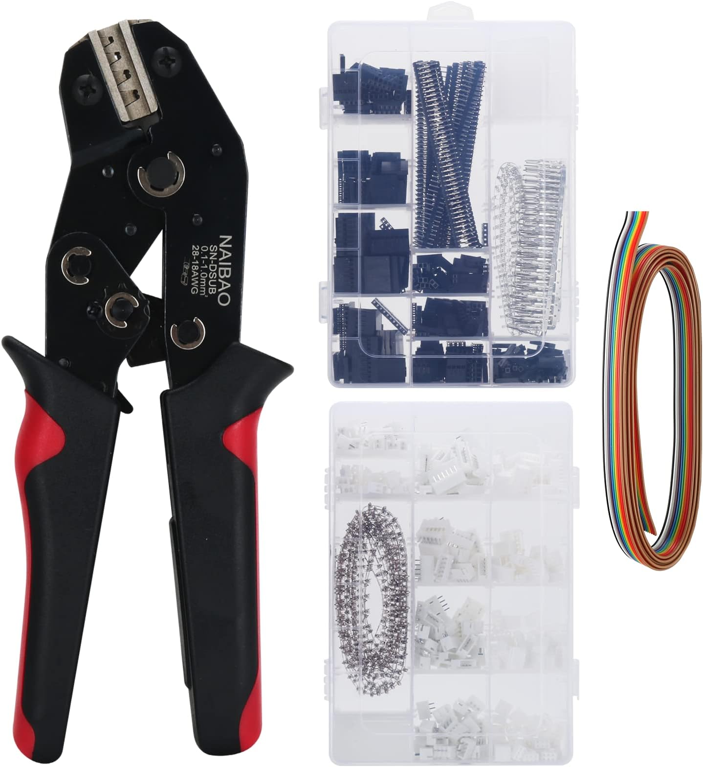 Glarks 486Pcs Wire Crimper Tool Kit - SN-28B Ratchet Crimper With Dupont Connectors AWG28-18