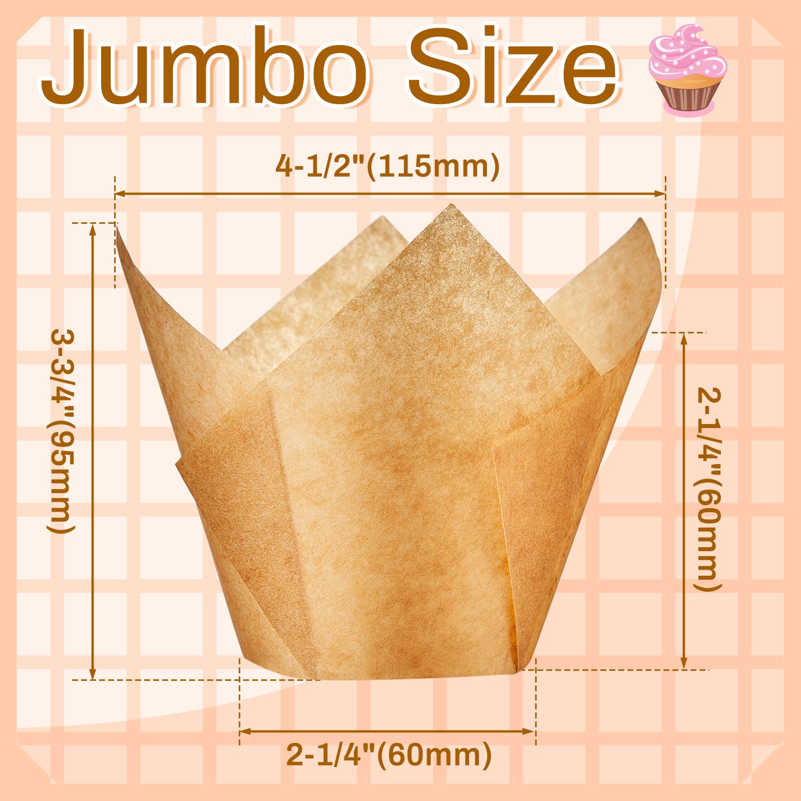 Motiskyy 300 Pcs Jumbo Muffin Liners for Baking 2-1/4