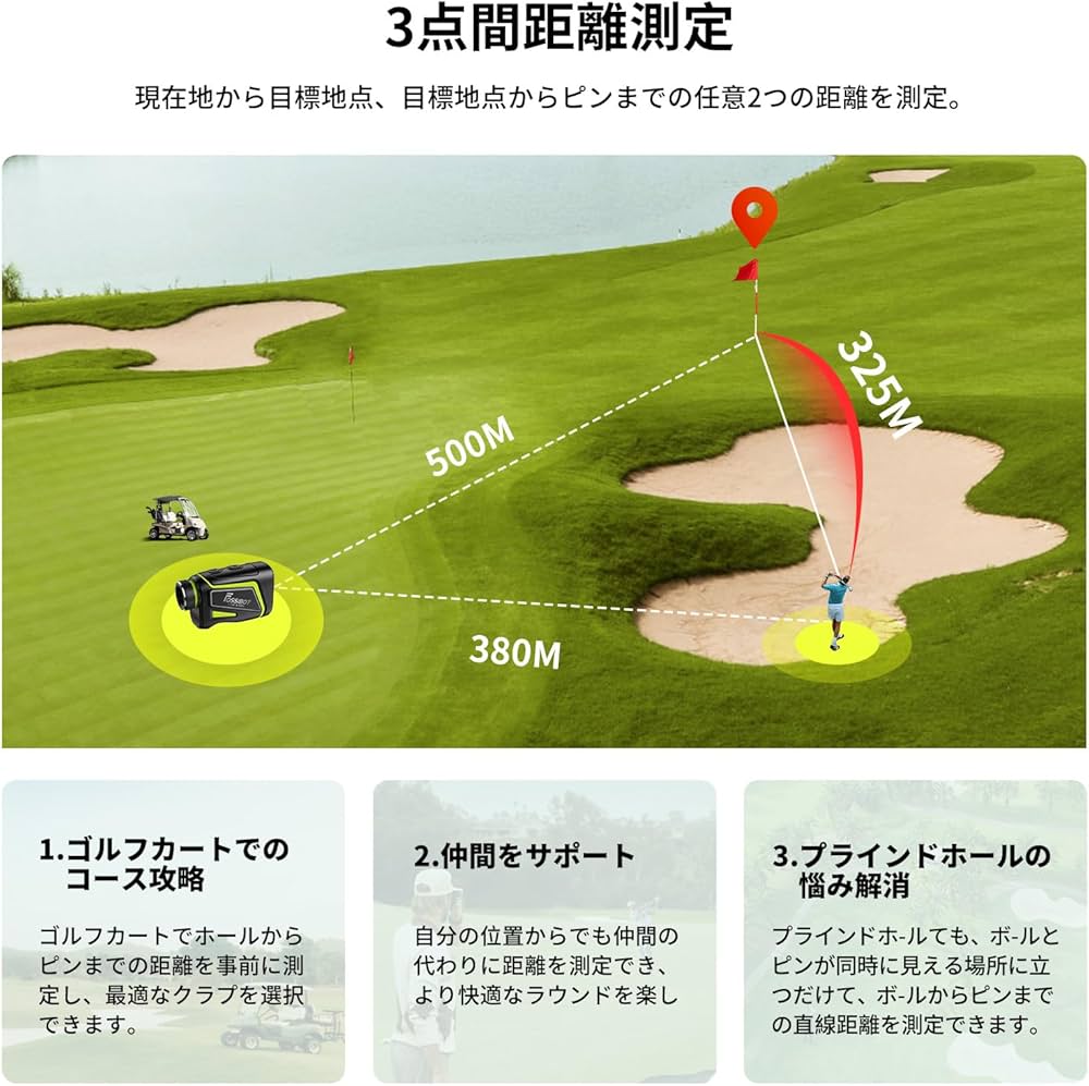 Amazon.co.jp: FOSSiBOT C1000F ゴルフレーザー距離計 3点間測定