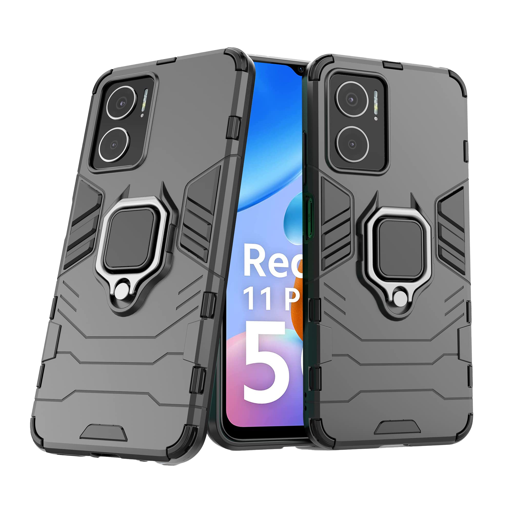 CEDO Rugged Redmi 11 Prime (5G) Defender Case | Rotating Ring Holder & Kickstand in-Built | Military Grade Armor | Bumper Back Cover (Black) (B0BJFCLNWN) Amazon Price History, Amazon Price Tracker