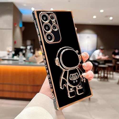 Miniatura 4 de PHYLLA Funda compatible con Samsung Galaxy S23 Ultra 018oz con diseño de astronauta de dibujos animados chapado de lujo con bonito patrón lateral de