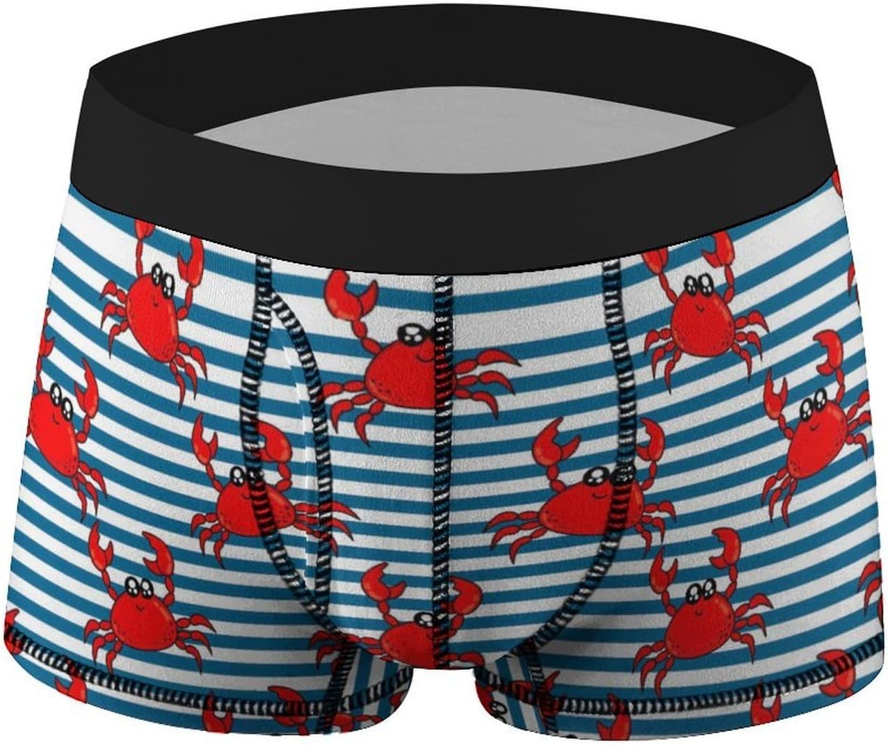 Red Crab On Stripes Men's Boxer Briefs Novelty Underwear Trunks Short Underpants