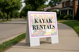 Kayak Rentals Spring Flowers Tulips A-Frame Double Sided 23x23 in. sign