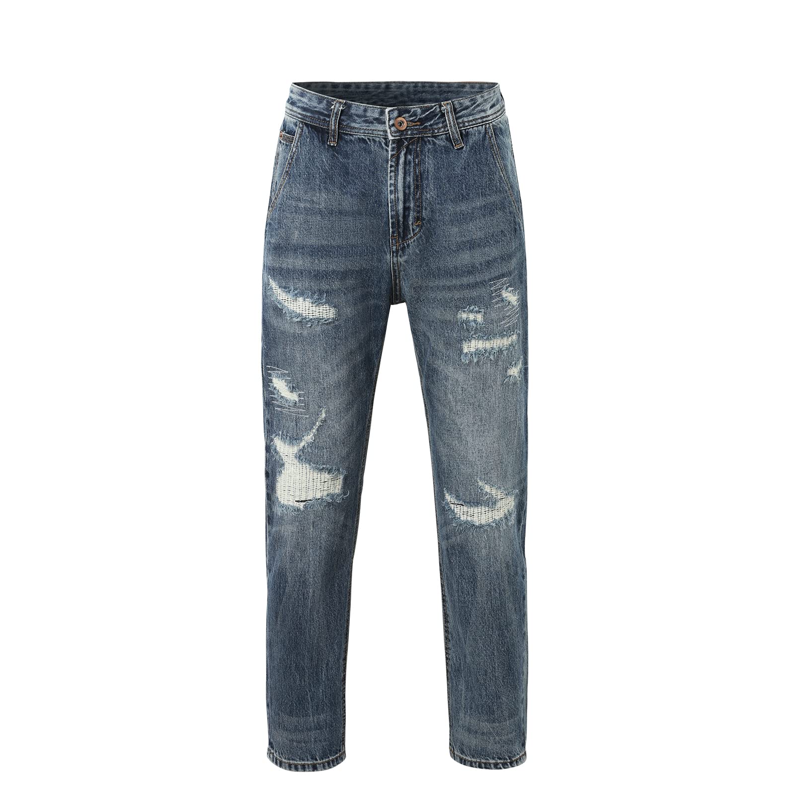 SERUT Mens Fashion High End Ripped Stretch Pencil Jeans