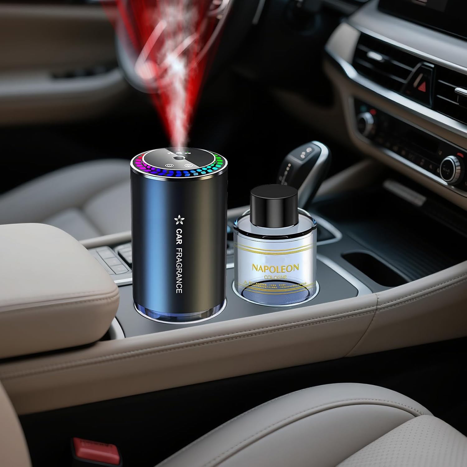 Smart Car Air Freshener Diffuser with Starry Sky Projection and RGB Music Syncing Light 50ml Capacity Aroma Diffuser Auto On/Off 3 Adjustable Modes Perfect for Car, Home and Office, Cologne