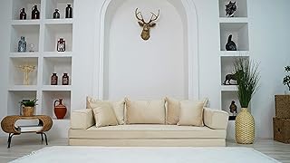 Beige Color Velvet Floor Seating, Velvet Sofa, Velvet Floor Sofa, Velvet Sectional Sofa, Velvet Floor Couches, Velvet Livingroom Sofas (4+4'' Thickness Sofa)