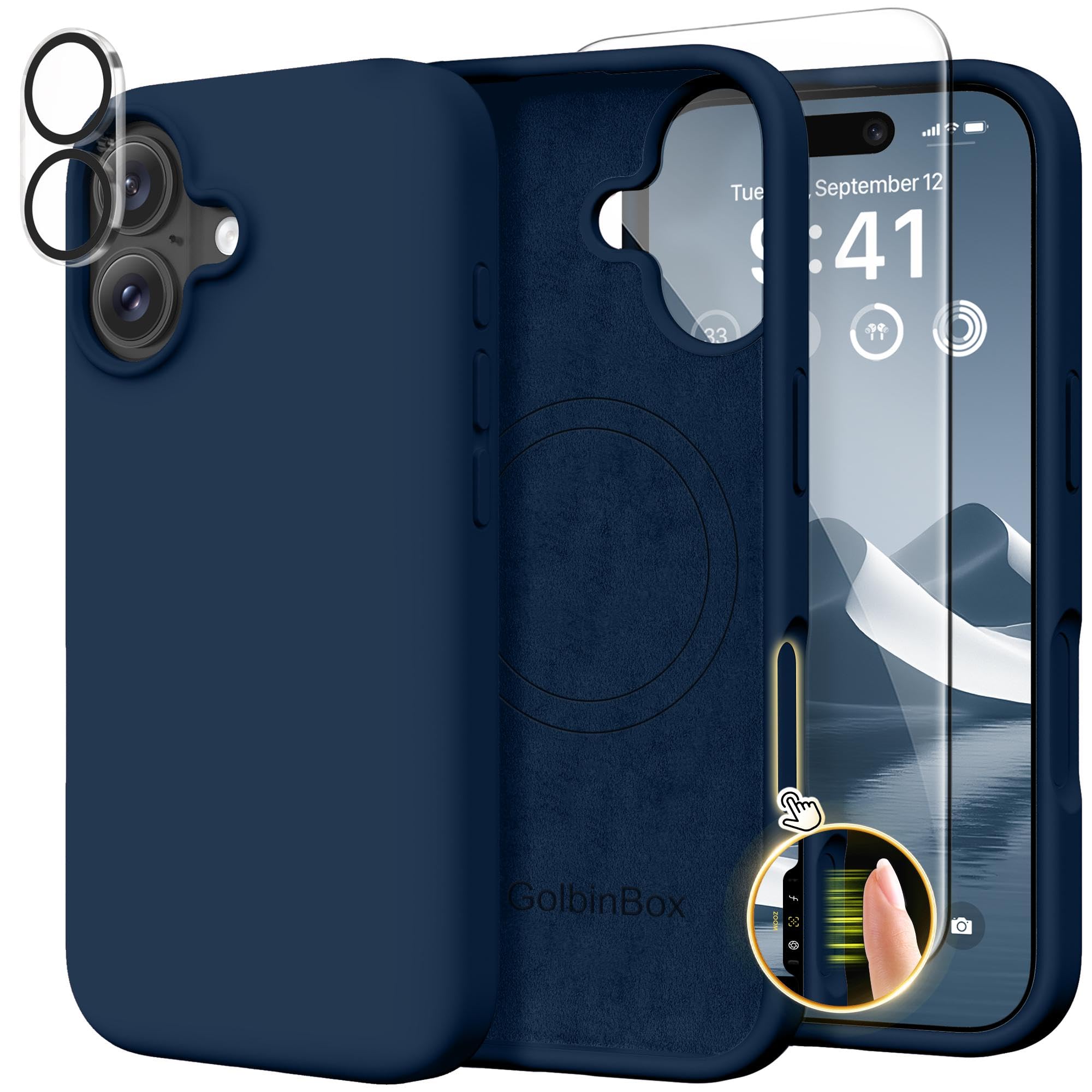 GolbinBox Magnetic for iPhone 17 Case, Silicone Cover, Ocean Blue