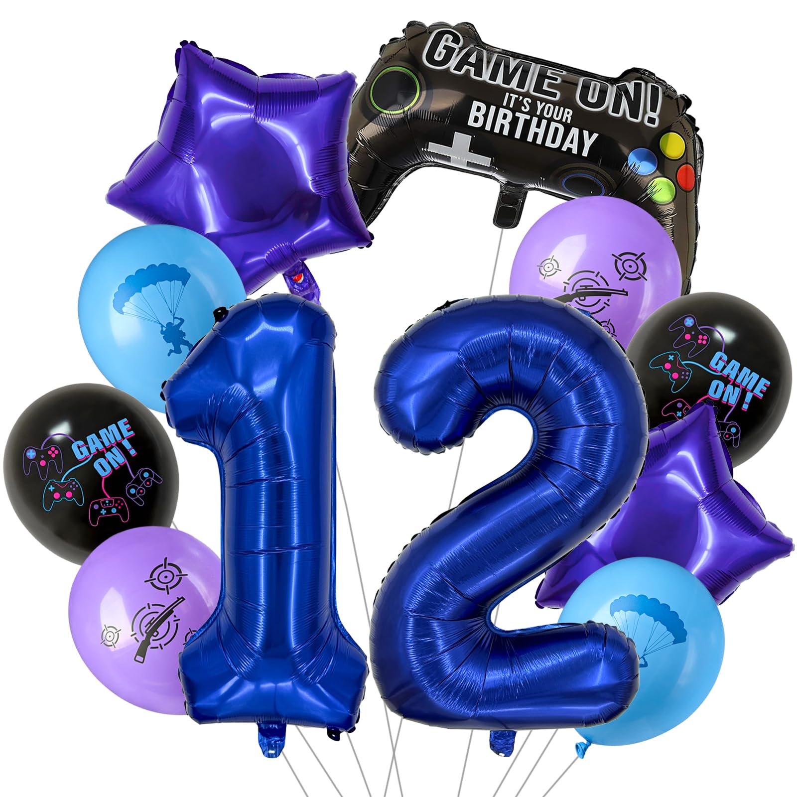 Minyu 10 Stück 101,6 cm Videospiel-Themenparty-Dekorationen Folienballons, marineblaue elektronische Spiel-Controller-Geburtstagsparty-Zubehör (Nummer 12)