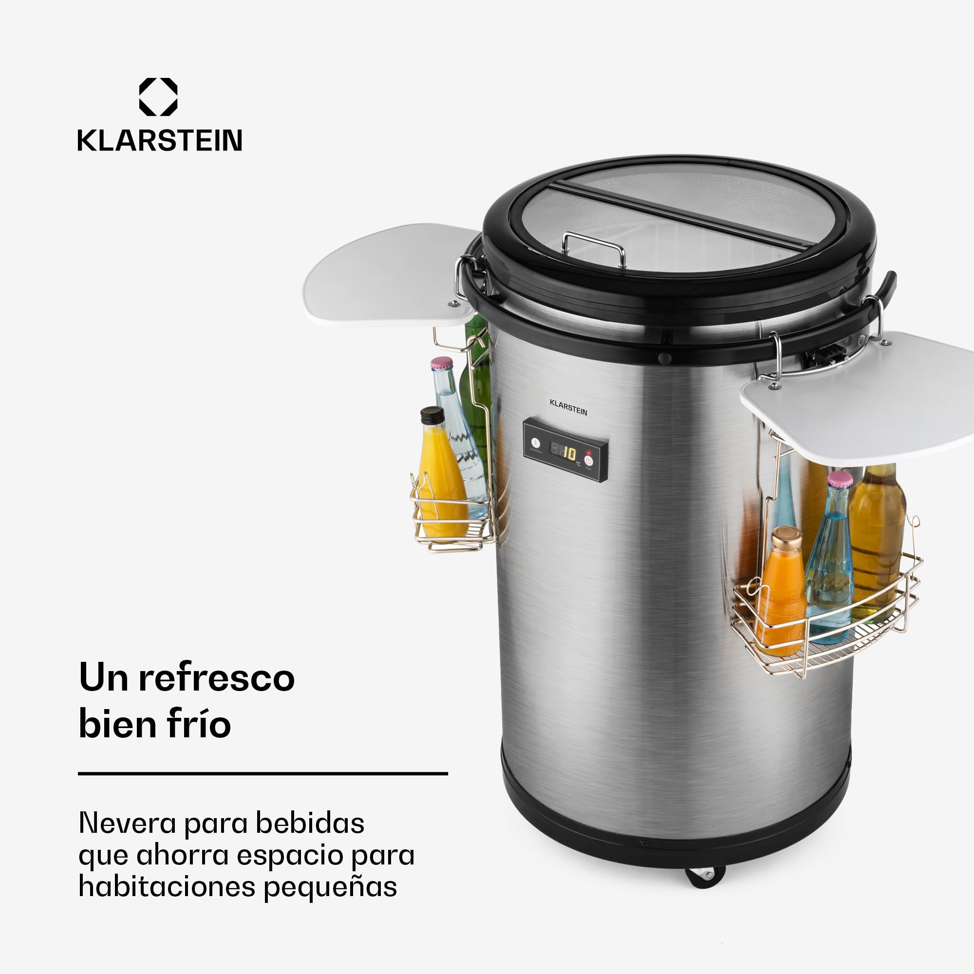 Klarstein Mr. Barbot - Enfriador de bebidas (Independiente, Negro, Acero inoxidable, F, 0-16 °C, Arriba)